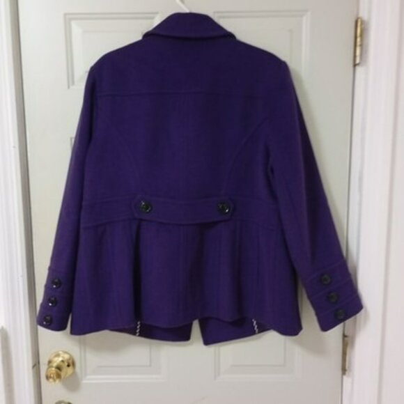 St. Johns Bay Womens Large Purple Double-Breasted Peacoat - Picture 6 of 14